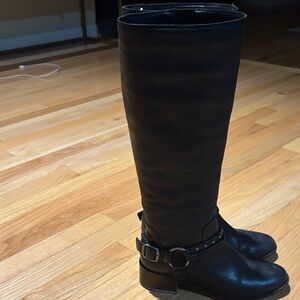 Lucky Brand Black Leather Boots with Studded Strap